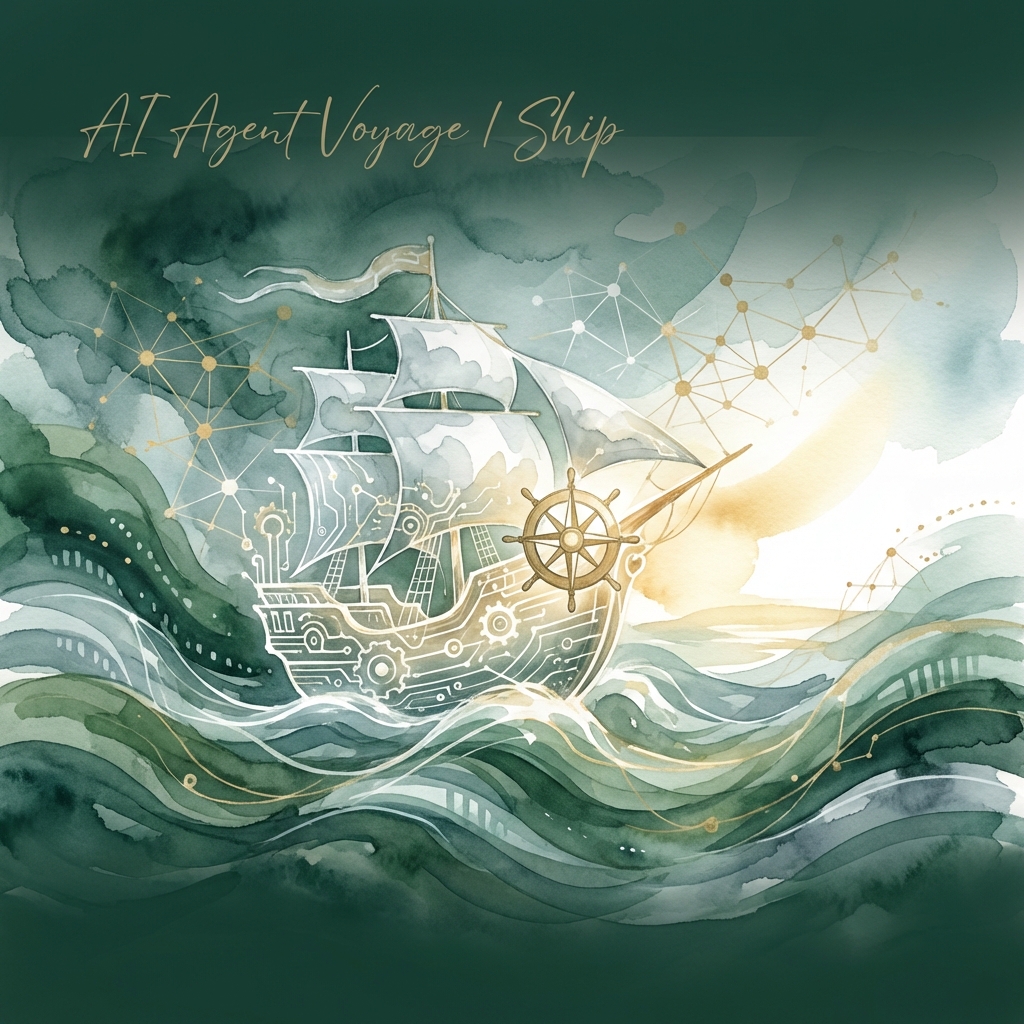 AI Agent Ship Voyage Watercolor